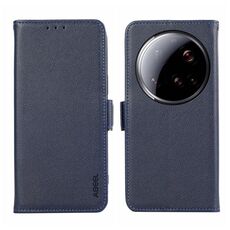 Custodia per telefono ABEL con motivo Litchi magnetico laterale in pelle con protezione RFID per Xiaomi 15 Ultra (blu)