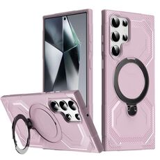 Per Samsung Galaxy S22 Ultra 5G Custodia per telefono con supporto MagSafe satinato (rosa)