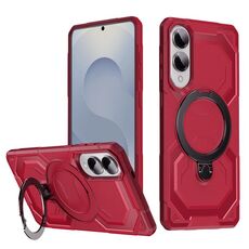 Per Samsung Galaxy S25 Edge 5G Custodia per telefono con supporto MagSafe satinato (rosso)