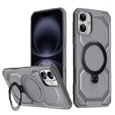 Per iPhone 16 Custodia per telefono con supporto MagSafe satinato (grigio)