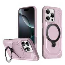 Per iPhone 16 Pro Max Custodia per telefono con supporto MagSafe satinato (rosa)