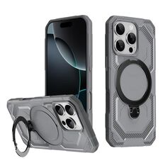 Per iPhone 16 Pro Max Custodia per telefono con supporto MagSafe satinato (grigio)