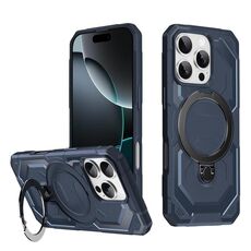 Per iPhone 16 Pro Max Custodia per telefono con supporto MagSafe satinato (blu)