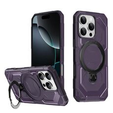Per iPhone 16 Pro Max Custodia per telefono con supporto MagSafe satinato (viola)