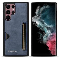Per Samsung Galaxy S22 Ultra 5G Forwenw F5 Series Custodia per telefono con scheda integrata (blu)