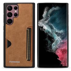 Per Samsung Galaxy S22 Ultra 5G Forwenw F5 Series Custodia per telefono con scheda integrata (marrone)