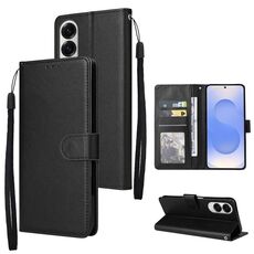 Per Samsung Galaxy S25 Edge 5G Custodia per telefono in pelle multifunzionale con 3 slot per schede (nero)
