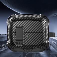 Per Samsung Galaxy Buds3 / Buds3 Pro Custodia per auricolari Bumblebee Fiber Texture con gancio e supporto (nero)