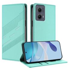 Per Motorola Edge 5G 2024 Custodia per telefono in pelle retrò con portafoglio multifunzionale in rilievo (verde menta)