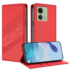 Per Motorola Edge 40 Custodia per telefono in pelle retrò con portafoglio multifunzionale in rilievo (rosso)