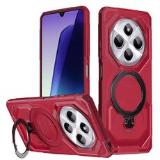 Per Redmi 14C 4G Custodia per telefono con supporto MagSafe satinato (rosso)