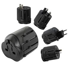 All in 1 EU + AU + UK + US Plug Travel Adattatore universale, dimensioni: 60 x 58 x 56 mm (nero)