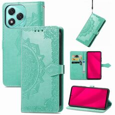 Custodia in pelle goffrata con motivo mandala a fiori per Honor 400 Lite (verde)