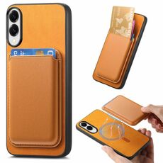 Per Samsung Galaxy S25 Edge 5G Retro Magsafe Card Bag PU Cover posteriore Custodia per telefono (giallo)