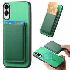 Per Samsung Galaxy S25 Edge 5G Retro Magsafe Card Bag PU Cover posteriore Custodia per telefono (verde)