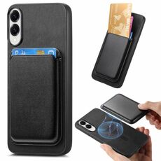 Per Samsung Galaxy S25 Edge 5G Retro Magsafe Card Bag PU Cover posteriore Custodia per telefono (nero)