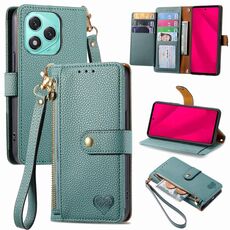 Custodia in pelle con laccetto Love Zipper per Honor 400 Lite (verde)