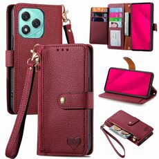 Custodia in pelle con laccetto Love Zipper per Honor 400 Lite (rosso)