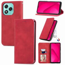 Custodia per telefono in pelle magnetica con chiusura a scatto per Honor 400 Lite Retro Skin Feel (rosso)