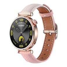 Cinturino per orologio in vera pelle con fibbia quadrata e trama litchi da 18 mm (bianco + rosa)