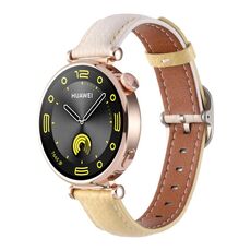 Cinturino per orologio in vera pelle con fibbia quadrata e trama Litchi da 18 mm (bianco + giallo)