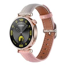 Cinturino per orologio in vera pelle con fibbia quadrata e trama Litchi da 18 mm (grigio + rosa)