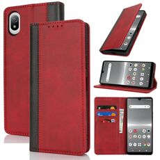 Per Sony Xperia Ace III Custodia per telefono in pelle con cuciture colorate e texture di vitello (rosso nero)