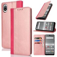 Per Sony Xperia Ace III Custodia per telefono in pelle con cuciture colorate e texture in vitello (oro rosa rosso)