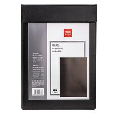 Deli 64506 A4 PU Magnetic Clipboard Writing Board Cartella portadocumenti per ufficio, hotel, riunioni, firma di documenti (nero)