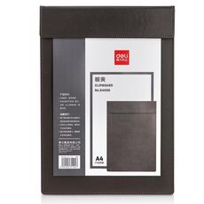 Deli 64506 A4 PU Magnetic Clipboard Writing Board Cartella portadocumenti per ufficio, hotel, riunioni, firma di documenti (grigio)