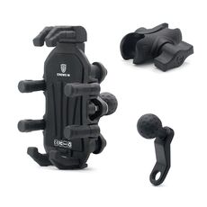 Supporto per specchietto retrovisore per motocicletta Supporto per telefono cellulare antiurto in lega di alluminio (nero)