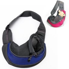 Marsupio per cani e gatti, borsa per papoose reversibile a mani libere, misura ： piccola (blu)