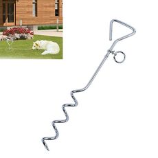 Cravatta a spirale per cani in acciaio inossidabile Rotazione di 360 gradi Palo fisso da campeggio esterno anti avvolgimento, dimensioni: 42 cm * 8 mm