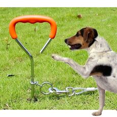 Chiodo a spirale per fissaggio a pile di cani con manico per cani di taglia media per addestramento lungo all'aperto, dimensioni: 45 cm * 9 mm
