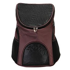 Zaino portatile pieghevole in nylon traspirante per animali domestici, dimensioni: 45 x 36 x 31 cm (caffè)