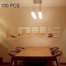 100 PCS Quadrato Cristallo Mosaico Specchio Acrilico Adesivi Murali Stereo Sfondo Creativo Adesivo da Parete Soggiorno Casa, Dimensioni: 4 * 4 cm (Oro)