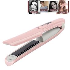 Piastra per capelli ricaricabile Mini USB senza fili Bigodino per capelli Stecca per capelli a doppio scopo (rosa)