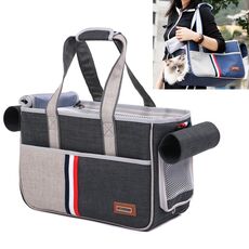 DODOPET Borsa a tracolla per borsa da esterno portatile in tessuto Oxford per cani e gatti, dimensioni: 43 x 19 x 26 cm (grigio)