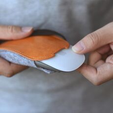 Cuoio elastico Stile Europeo pelliccia feltro mouse sacchetto di immagazzinaggio per Apple Magic Mouse 2