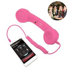 Ricevitore del telefono cellulare anti-radiazioni per telefono cellulare retrò da 3,5 mm con microfono (rosa)