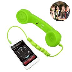 Ricevitore del telefono cellulare anti-radiazioni per telefono cellulare retrò da 3,5 mm con microfono (verde)