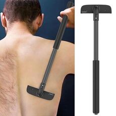 XPREEN XPRE034 Manico estensibile Rasoio posteriore con lama in acciaio inossidabile Rasoio regolabile con cordino per uomo (nero)