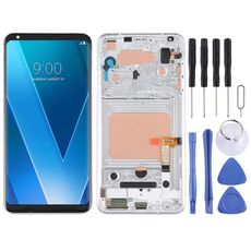 Schermo LCD e digitalizzatore Assemblaggio completo con cornice per LG V30 (argento)