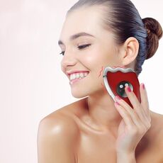 K-SKIN KD817 Scratch Pad per il viso Dredge Meridian Piastra per raschiare la fatica lenitiva Massaggiatore elettrico Stress lenitivo Ricarica USB (rosso)