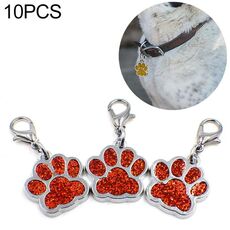10 PCS Smalto Cat Dog Bear PAW Stampe Stampe Key Catena di gioielli Making (rosso)