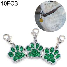 10 PCS Smalto Cat Dog Bear Paw Stampe Stampe Key Catena per gioielli Making (Green Green)