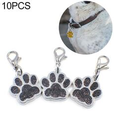 10 pezzi smalto gatto cane orso zampa stampe portachiavi creazione di gioielli (nero)