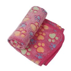 Morbida coperta per animali domestici Inverno cane gatto letto zerbino stampa piede caldo materasso per dormire cani di piccola media gatti forniture per animali in pile di corallo, taglia: XS (rosa)