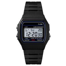 Orologio elettronico multifunzione con cinturino in silicone LED analogico movimento digitale F-91W (nero)