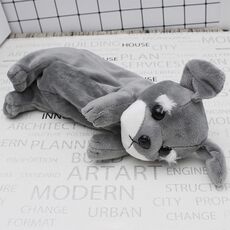 Astuccio per matite per cani in peluche di cartone animato kawaii Simpatico astuccio per penna per animali Scatola per materiale scolastico per bambini (Schnauzer Grey)